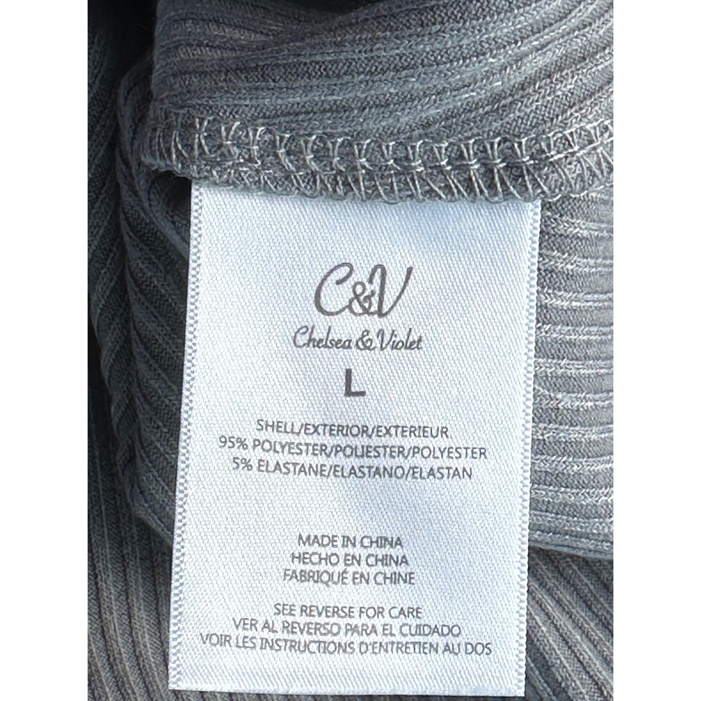 Chelsea & Violet Gray Ribbed V-Neck Button Front Fit and Flare Dress Large NWT - Picture 4 of 9